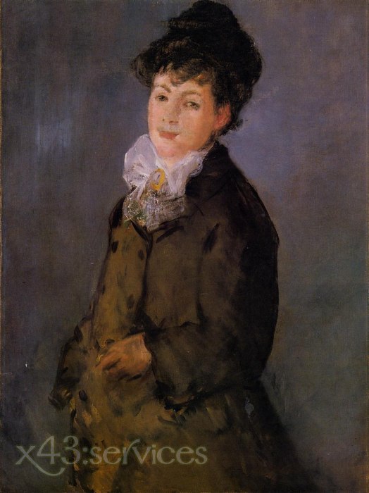 Edouard Manet - Isabelle Lemonnier mit einem weissen Schal - Isabelle Lemonnier with a White Scarf - zum Schließen ins Bild klicken
